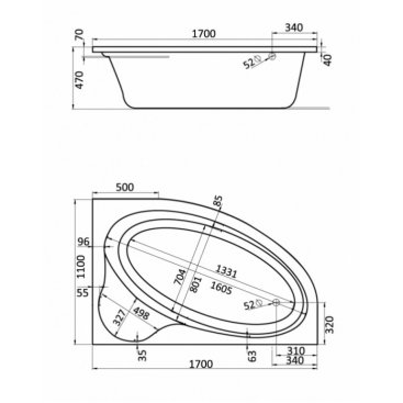 Ванна акриловая Santek Эдера 170x110 правосторонняя