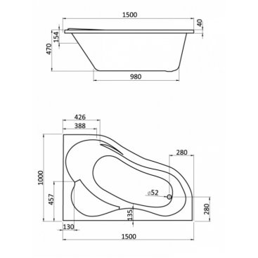 Ванна акриловая Santek Ибица 150x100 правосторонняя