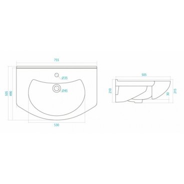 Раковина мебельная Santek Модерн 75