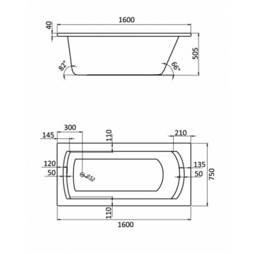 Ванна акриловая Santek Монако XL 160x75