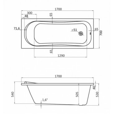 Ванна акриловая Santek Тенерифе XL 170x70