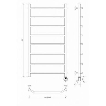 Полотенцесушитель электрический Secado Агата 1 1000x500