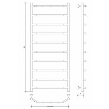 Полотенцесушитель водяной Secado Агата 1 К 1200x500