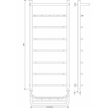 Полотенцесушитель водяной Secado Агата 1 КСП 1200x600