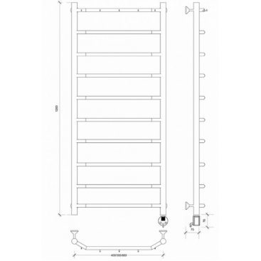 Полотенцесушитель электрический Secado Агата 1 К 1200x500