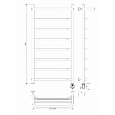 Полотенцесушитель электрический Secado Агата 1 СП 1000x600