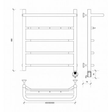 Полотенцесушитель электрический Secado Агата 1 КСП 600x600