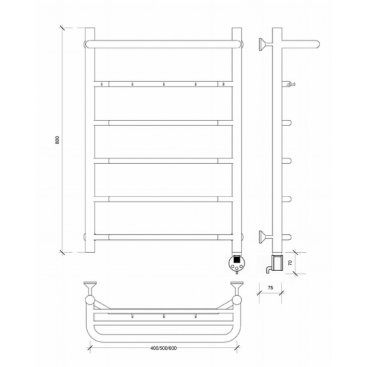 Полотенцесушитель электрический Secado Агата 1 КСП 800x600