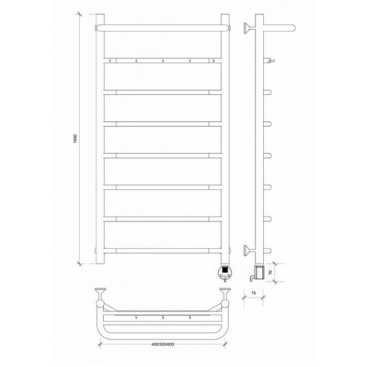 Полотенцесушитель электрический Secado Агата 1 КСП 1000x600