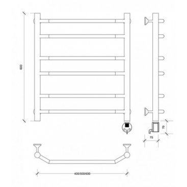 Полотенцесушитель электрический Secado Агата 2 600x600