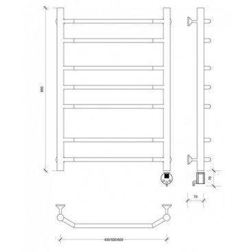 Полотенцесушитель электрический Secado Агата 2 800x600