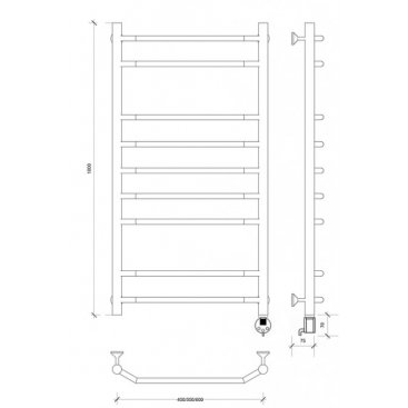 Полотенцесушитель электрический Secado Агата 2 1000x500