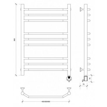 Полотенцесушитель электрический Secado Агата 3 800x500