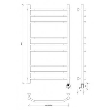 Полотенцесушитель электрический Secado Агата 3 1000x500