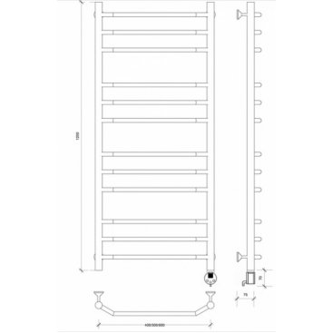 Полотенцесушитель электрический Secado Агата 3 1200x400