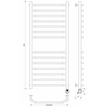 Полотенцесушитель электрический Secado Агата 4 1200x500