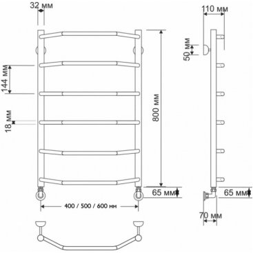 Полотенцесушитель водяной Secado Агата 1 500x800 бронза