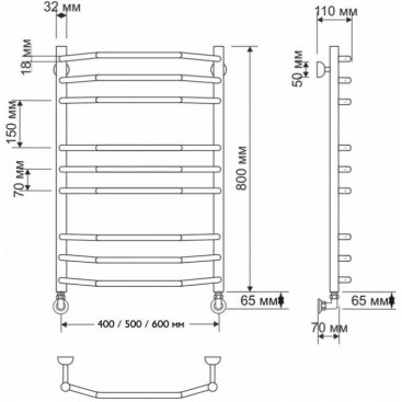 Полотенцесушитель водяной Secado Агата 2 Trenza 500x800 бронза