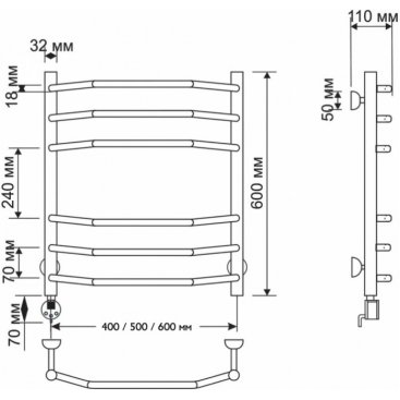 Полотенцесушитель электрический Secado Агата 2 600x600 бронза