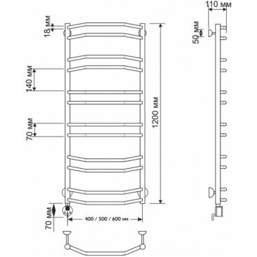 Полотенцесушитель электрический Secado Агата 4 500x1200 бронза