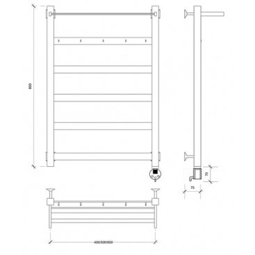 Полотенцесушитель электрический Secado Комано 1 КСП 800x500