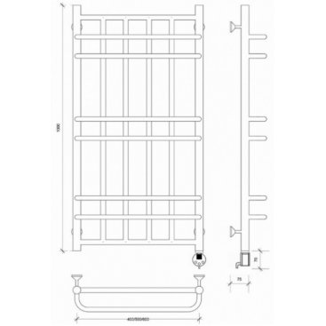 Полотенцесушитель электрический Secado Комано 500x1000 бронза