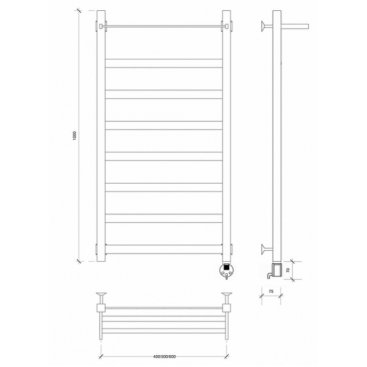 Полотенцесушитель электрический Secado Комано 1 СП 1000x500