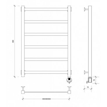 Полотенцесушитель электрический Secado Корсико 1 800x400