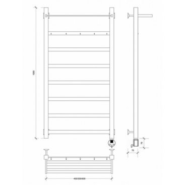 Полотенцесушитель электрический Secado Корсико 1 КСП 1000x500