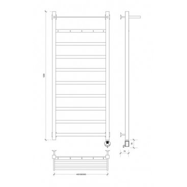 Полотенцесушитель электрический Secado Корсико 1 КСП 1200x400