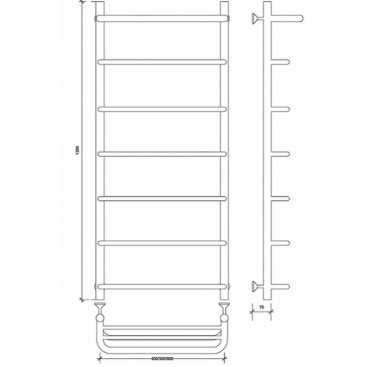 Полотенцесушитель водяной Secado Мерида 2 СП 1200x400