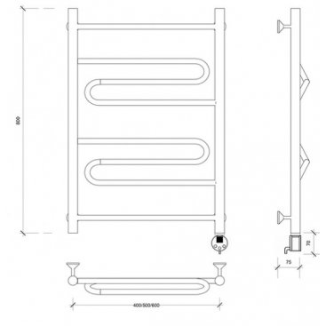 Полотенцесушитель электрический Secado Валенсия 1 800x500