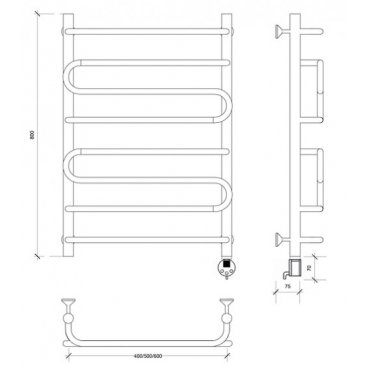 Полотенцесушитель электрический Secado Валенсия 2 800x500