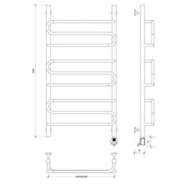 Полотенцесушитель электрический Secado Валенсия 2 1000x400