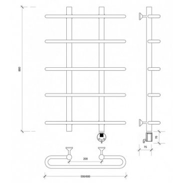 Полотенцесушитель электрический Secado Венеция 1 800x500