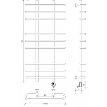 Полотенцесушитель электрический Secado Венеция 3 1000x600