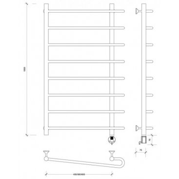 Полотенцесушитель электрический Secado Венеция 2 1000x600