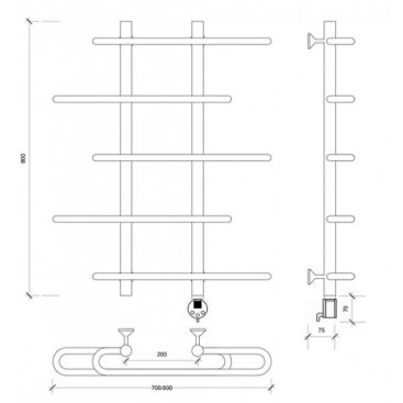 Полотенцесушитель электрический Secado Венеция 4 800x700