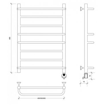 Полотенцесушитель электрический Secado Верона 1 800x400