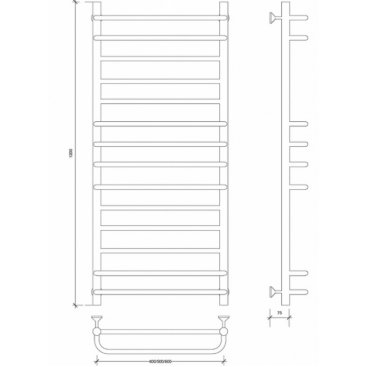 Полотенцесушитель водяной Secado Верона 1 1200x500