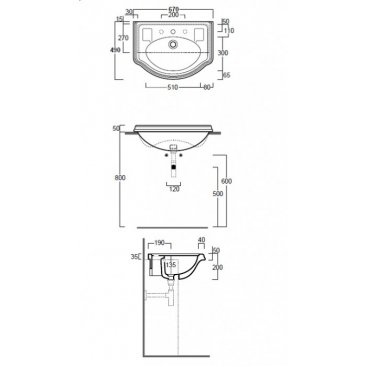 Раковина Simas Arcade AR835 с 3 отв