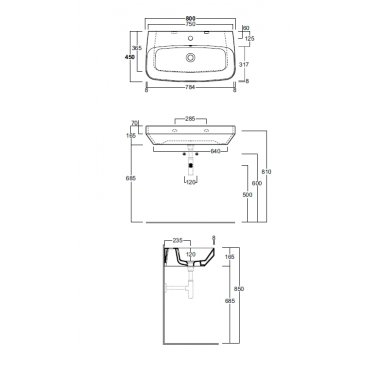 Раковина Simas Baden Baden BB12 80 см