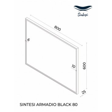 Зеркало Sintesi Armadio 80 см черный