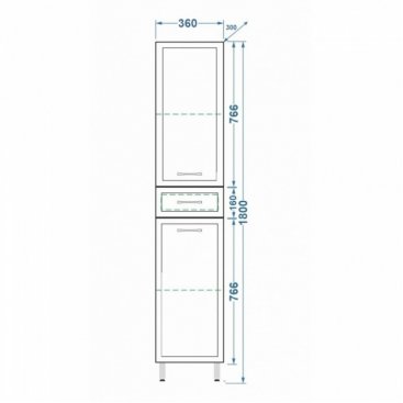 Пенал Stella Polar Концепт 36 см белый