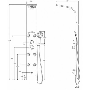 Душевая панель Taliente TA-G-A02Bb+s