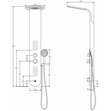 Душевая панель Taliente TA-G-A03Wcr+s