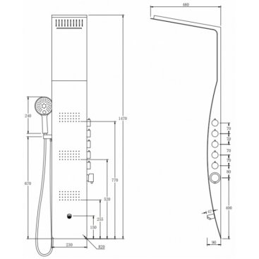 Душевая панель Taliente TA-G-A04Bb+s