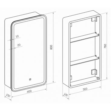 Зеркало-шкаф Taliente CBled 40 TA-CBled-EL4080R