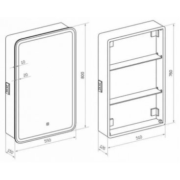 Зеркало-шкаф Taliente CBled 55 TA-CBled-EL5580R