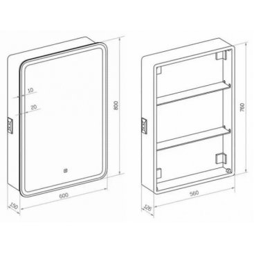 Зеркало-шкаф Taliente CBled 60 TA-CBled-EL6080R